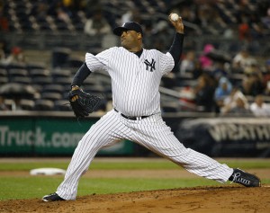 New York Yankees starting pitcher CC Sabathia delivers in a baseball game against the Boston Red Sox in New York, Thursday, Oct. 1, 2015. (AP Photo/Kathy Willens)