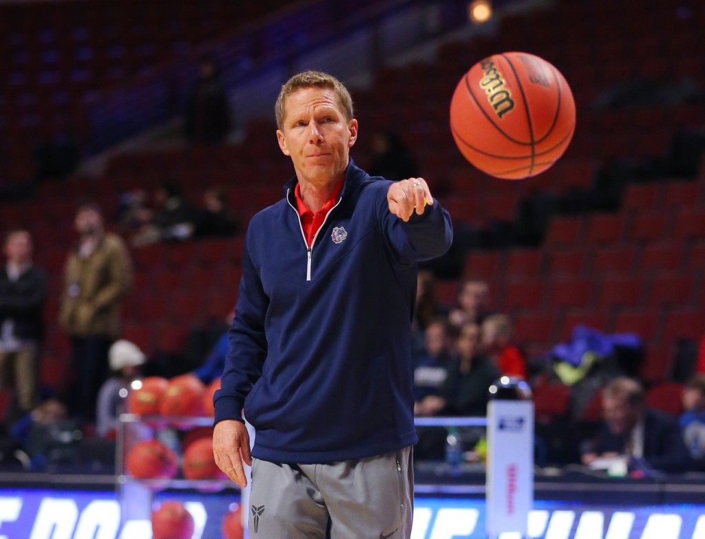 Mar 24, 2016; Chicago, IL, USA; Gonzaga Bulldogs head coach Mark Few during practice the day before the semifinals of the Midwest regional of the NCAA Tournament at United Center. Mandatory Credit: Dennis Wierzbicki-USA TODAY Sports