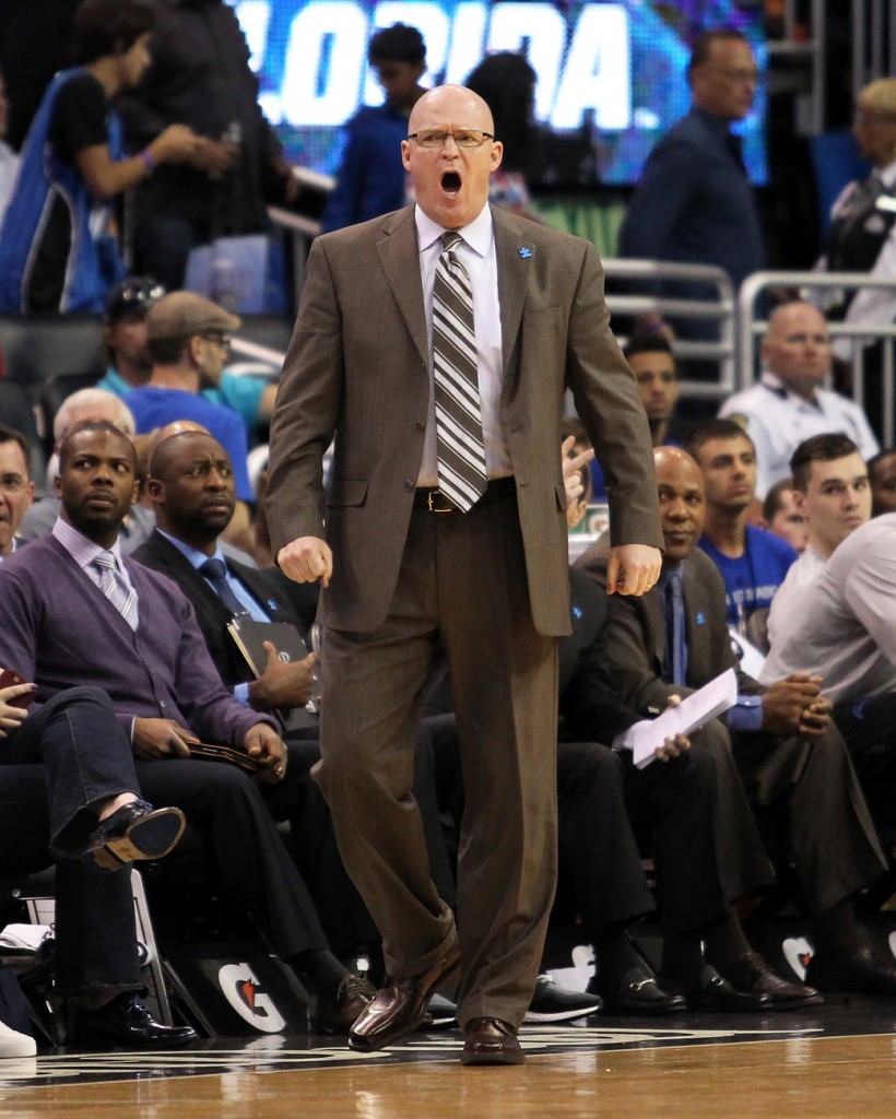 Apr 3, 2016; Orlando, FL, USA; Orlando Magic head coach Scott Skiles yells from the bench in the fourth quarter against the Memphis Grizzlies at Amway Center. The Orlando Magic won 119-107. Mandatory Credit: Logan Bowles-USA TODAY Sports