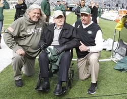 Nov 3, 2013; East Rutherford, NJ, USA; New Orleans Saints defensive coordinator Rob Ryan with rather Buddy Ryan and New York Jets head coach Rex Ryan before the game at MetLife Stadium. Mandatory Credit: William Perlman/The Star-Ledger via USA TODAY Sports