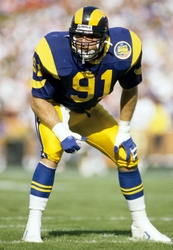  Nov 13, 1988; Anaheim, CA, USA; FILE PHOTO; Los Angeles Rams linebacker Kevin Greene (91) in action against the New Orleans Saints at Anaheim Stadium. Mandatory Credit: USA TODAY Sports 