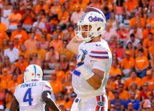 Sep 24, 2016; Knoxville, TN, USA; Florida Gators quarterback Austin Appleby (12) passes the ball against the Tennessee Volunteers during the second quarter at Neyland Stadium. Mandatory Credit: Randy Sartin-USA TODAY Sports