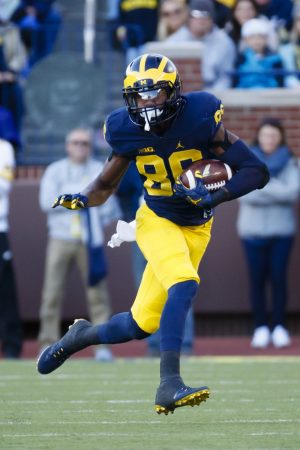 Oct 22, 2016; Ann Arbor, MI, USA; Michigan Wolverines wide receiver Jehu Chesson (86) rushes in the first half against the Illinois Fighting Illini at Michigan Stadium. Mandatory Credit: Rick Osentoski-USA TODAY Sports