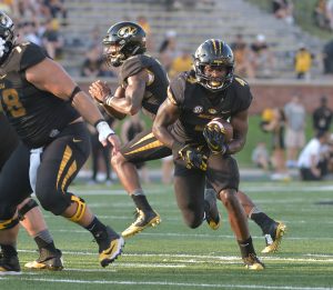 Sep 24, 2016; Columbia, MO, USA; Missouri Tigers running back Ryan Williams (4) runs the ball during the second half against the Delaware State Hornets at Faurot Field. Missouri won 79-0. Mandatory Credit: Denny Medley-USA TODAY Sports