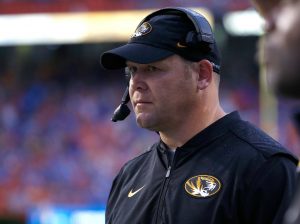 Oct 15, 2016; Gainesville, FL, USA; Missouri Tigers head coach Barry Odom looks on against the Florida Gators during the second half at Ben Hill Griffin Stadium. Florida Gators defeated the Missouri Tigers 40-14. Mandatory Credit: Kim Klement-USA TODAY Sports 