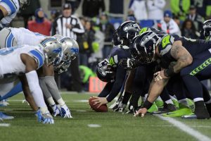 January 7, 2017; Seattle, WA, USA; Detroit Lions defense lines up against the Seattle Seahawks during the second half in the NFC Wild Card playoff football game at CenturyLink Field. Mandatory Credit: Kirby Lee-USA TODAY Sports 