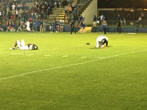 Fort White players react to their Indians coming up just short against the Newberry Panthers in Double Overtime.