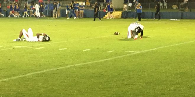 Fort White players react to their Indians coming up just short against the Newberry Panthers in Double Overtime.