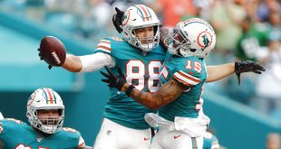 Miami Dolphins celebrate a touchdown