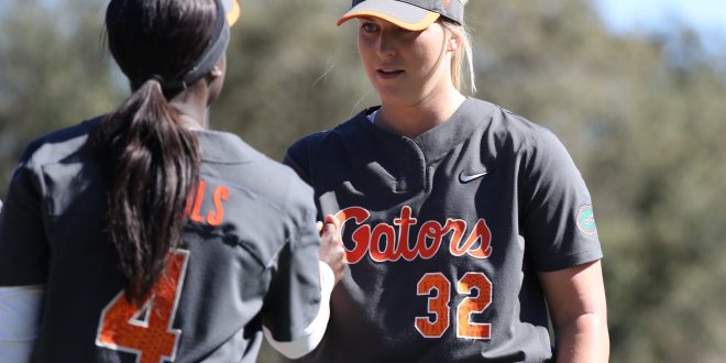 Gator softball players shake hands