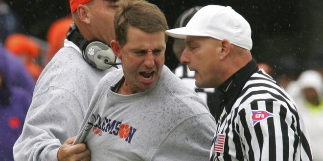 Dabo Swinney yells at official