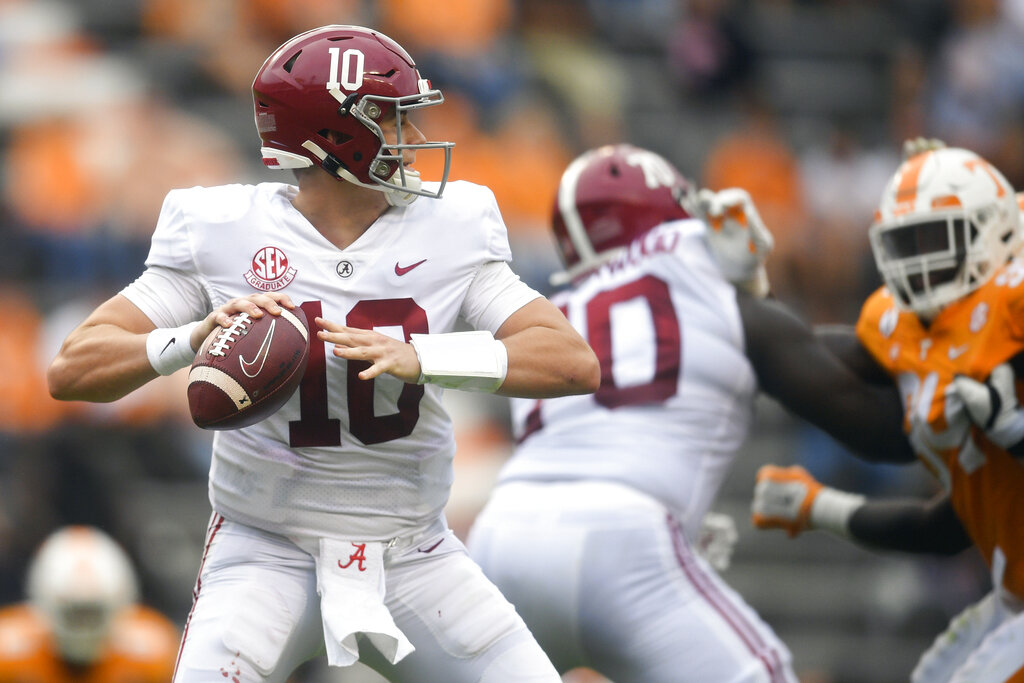 Alabama quarterback Mac Jones against Tennessee Football