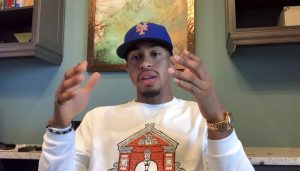 Lindor talks to media