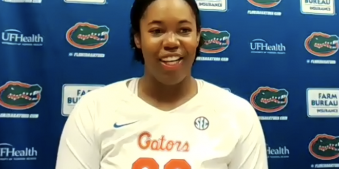 Gators Volleyball players Lauren Dooley speaks during a postgame press conference after Wednesday night's LSU matchup