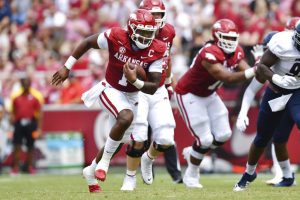 Arkansas Razorbacks on the field