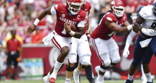 Arkansas Razorbacks on the field