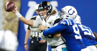 Jacksonville Jaguars quarterback Trevor Lawrence throws