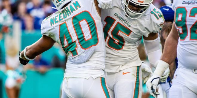 Miami celebrate after a good play