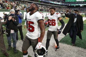 Tampa Bay Buccaneers celebrate win over Jets last weekend