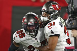 Buccaneers celebrate after a touchdown