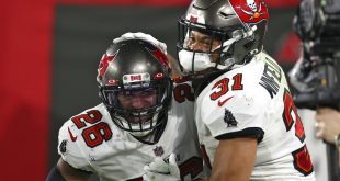 Buccaneers celebrate after a touchdown