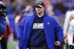Joe Judge on the sidelines in his last New York Giants coaching gig