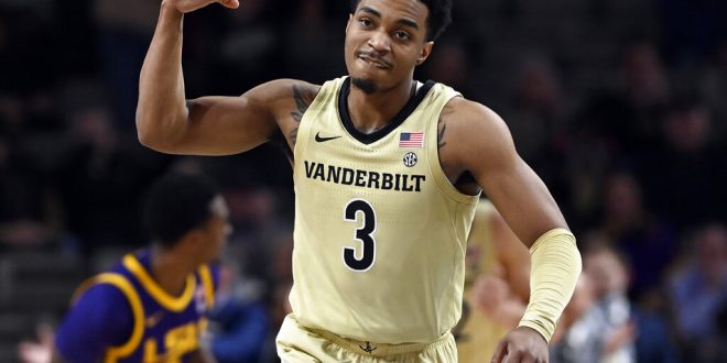 Vanderbilt player runs down the court
