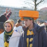 Green Bay Packers fans dress in traditional game attire— including the beloved Cheesehead Hat. During the game, you could find fans of all teams in the NFL cheering on the game.