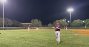 Troy Freeman leaving the mound for Oak Hall