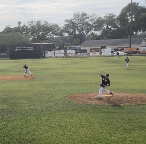 Troy Freeman pitching for Oak Hall