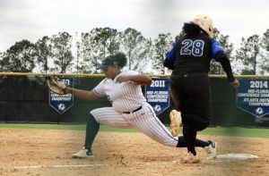 Santa Fe's Sydney Fowler bats during Sunday's first game of the doubleheader against the Indian River Pioneers. [Victoria Riccobono]