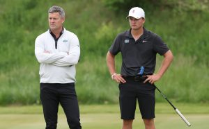 Florida men's golf coach J.C. Deacon (left) has been able to get the most out of UF sophomore Parker Bell.