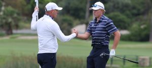 UF junior Ian Gilligan (right) shot a 1-under 71 on Sunday. His birdie on the 18th helped the Gators finish at 1-under for the day in eighth place overall.