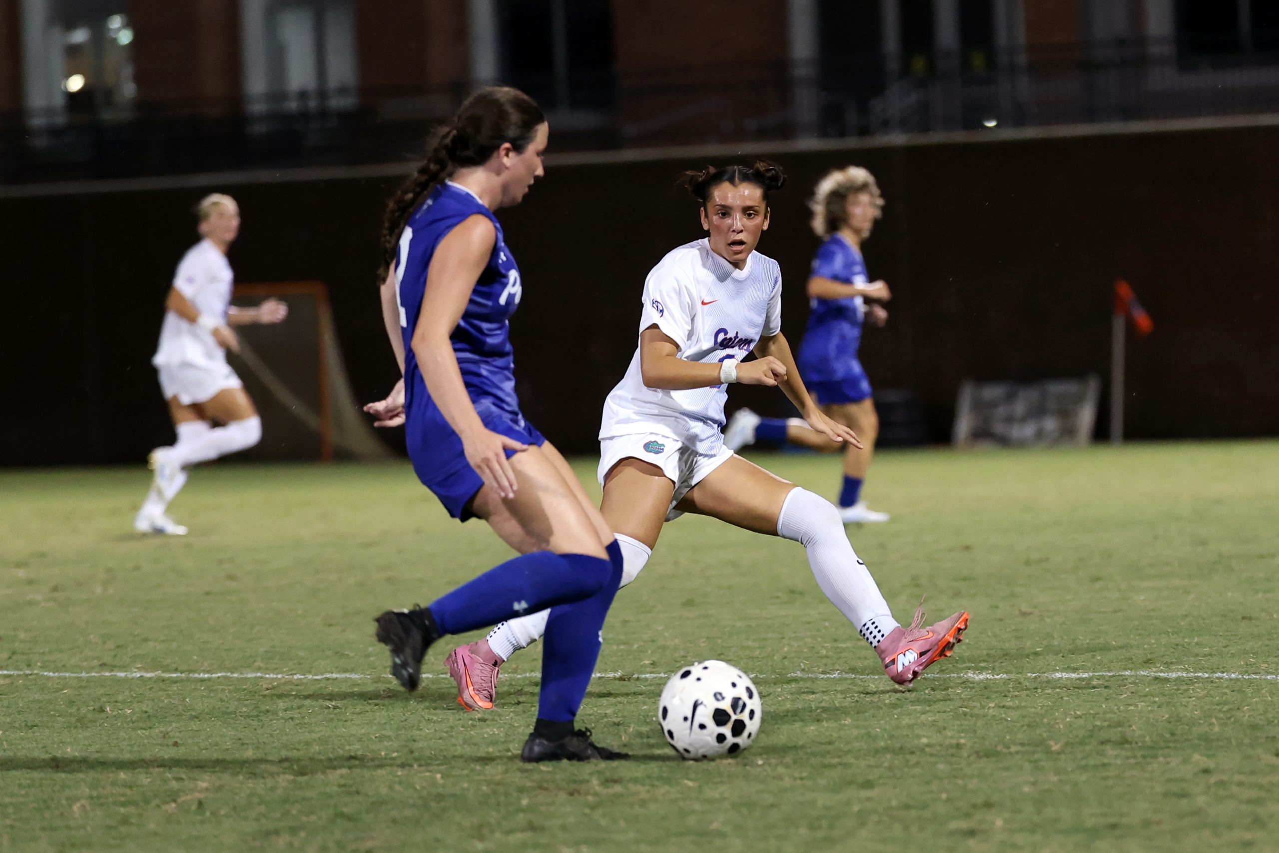 Florida's Kai Tsakiris attempts to steal the ball during UF's match against Georgia State at Donald R. Dizney Stadium on Sunday, Sept. 7, 2025.