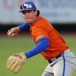 UF shortstop Sam Miller fields a ground ball during the Gators' exhibition game against Jacksonville on Friday, October 31, 2025 at Vystar Ballpark.