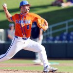 Florida pitcher Christian Rodriguez delivers a pitch during a game against Georgia Southern at Condron Family Ballpark on Sunday, November 9, 2025. (