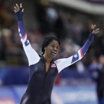 Erin Jackson celebrates.