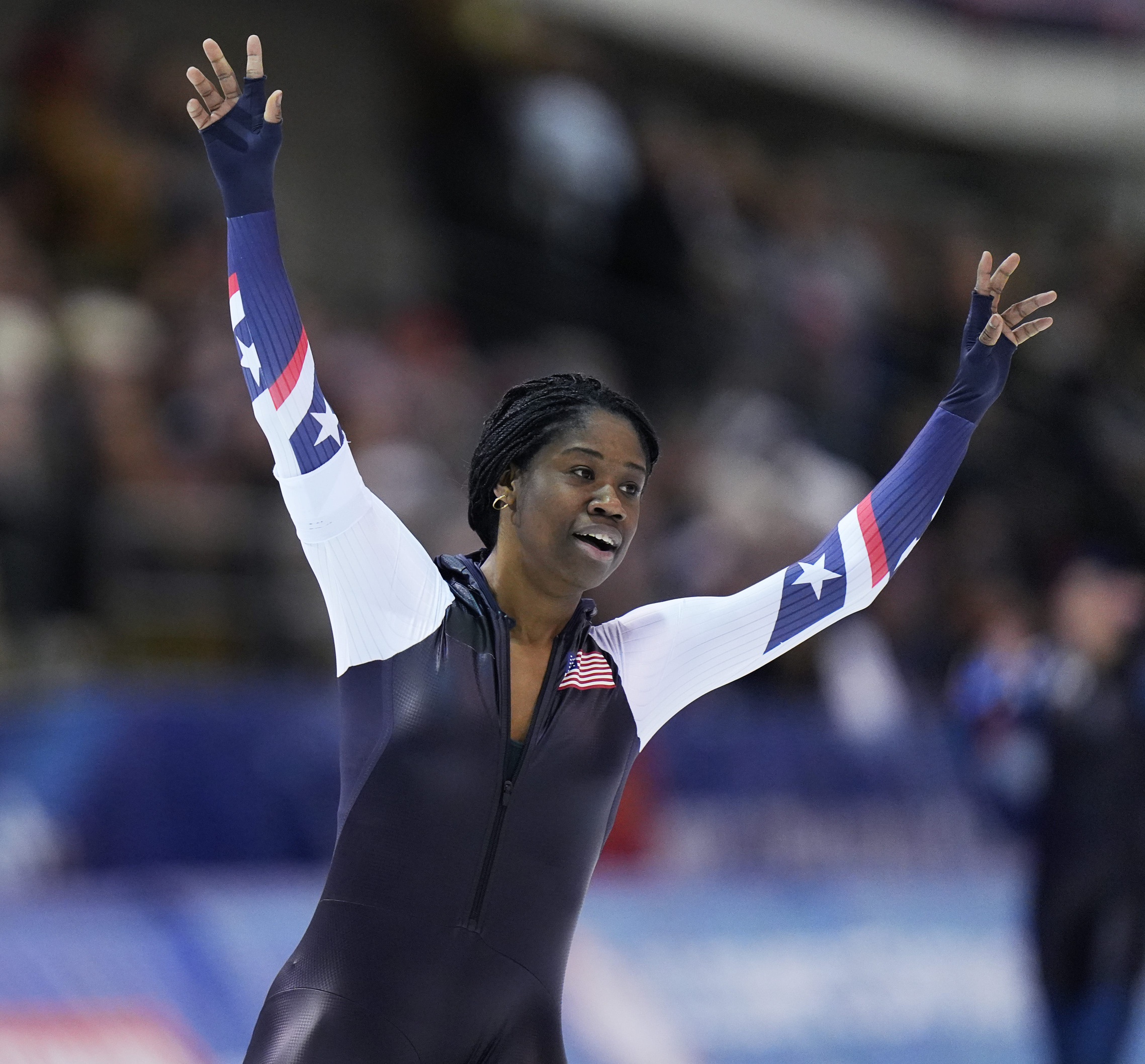 Erin Jackson celebrates.