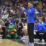 Florida head coach Todd Golden coaches as the Florida Gators face the Prairie View A&M Panthers on Friday, March 20, 2026, at Benchmark International Arena in Tampa, Fla.