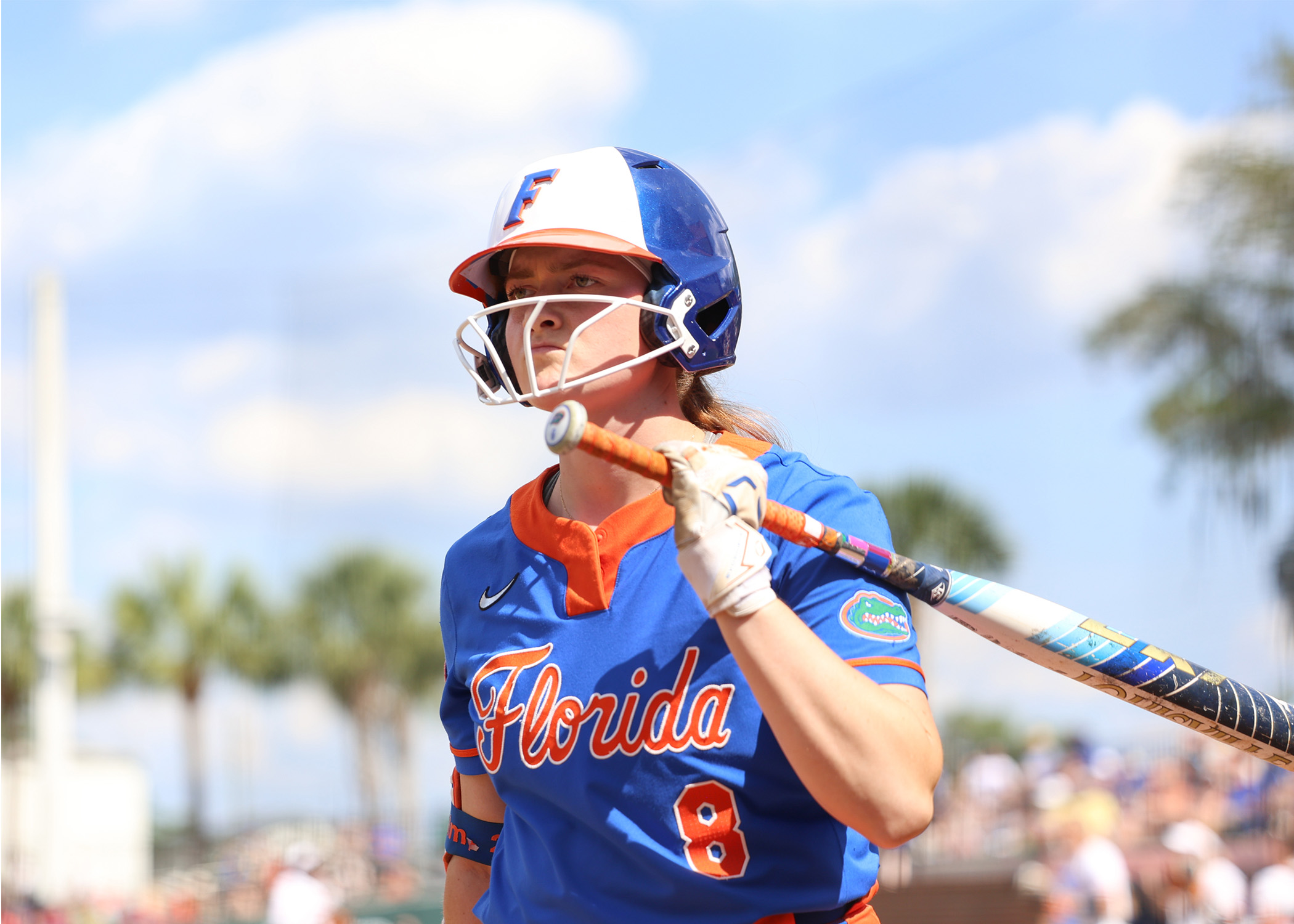 Jocelyn Erikson walks to the dugout upset after strikeout during the game against Auburn at Katie Seashole Pressly Stadium in Gainesville, Fla., on Saturday, April 18, 2026. (Riley Beiswenger/WRUF)