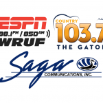 WRUF and Saga Communications logos.