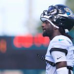 Jacksonville Jaguars wide receiver Brian Thomas Jr. (7) looks on after Day 11 of NFL training camp at the Miller Electric Center on Tuesday, Aug. 11, 2026, in Jacksonville, Fla.