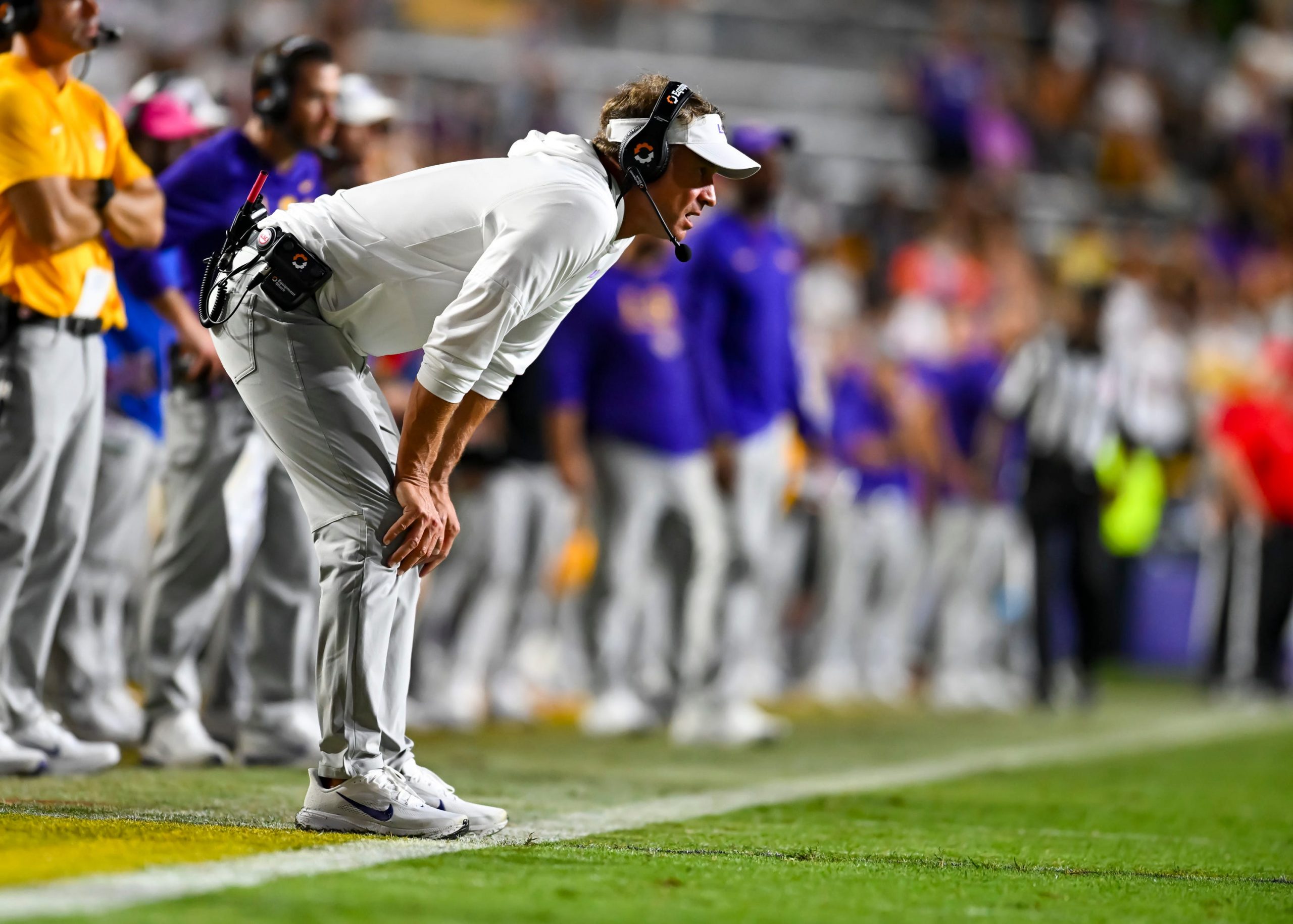 Tigers Head Coach Lane Kiffin, LSU Tigers take on the Clemson Tigers. September 5, 2026; Baton Rouge, Louisiana, USA; at Tiger Stadium.