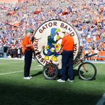 Sep 12, 2026; Gainesville, Florida, USA; University of Florida Fightin' Gator Marching Band Big Boom drum sits on the field before a game against the Campbell Fighting Camels at Ben Hill Griffin Stadium.