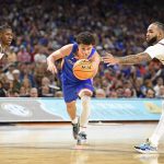 Florida guard Walter Clayton Jr. (1) reaches for the ball as the Florida Gators face the Auburn Tigers on Saturday, April 5, 2025, at the Alamodome in San Antonio, Texas. (Matthew Lewis/WRUF) College