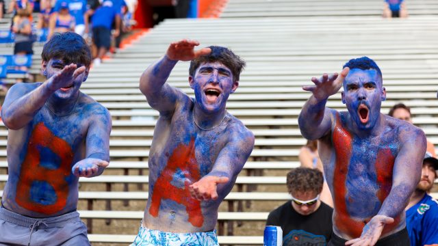 Florida fans cheer before the first half of an NCAA college football game against Campbell University, Saturday, Sept. 12, 2026, in Gainesville, Fla. (Reagan Bresnahan/WRUF)